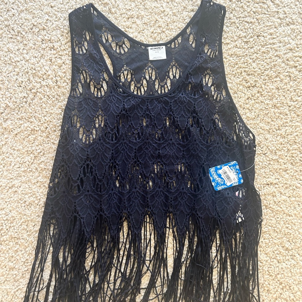 NEW Free People Fringe Tank Black Medium